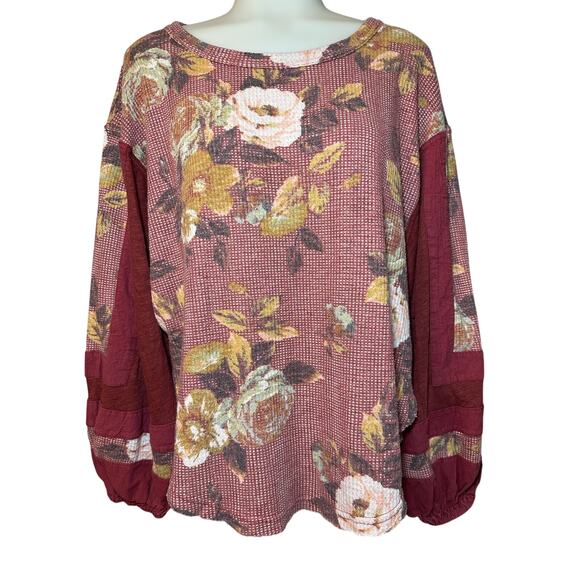 Free People Women’s Flower Patch Thermal Moroccan Spice Combo Blouse Size Medium - Picture 1 of 6